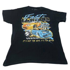 2001 Fast & Furious Mens L Black Graphic T-Shirt Cars Streetwear Universal Ride